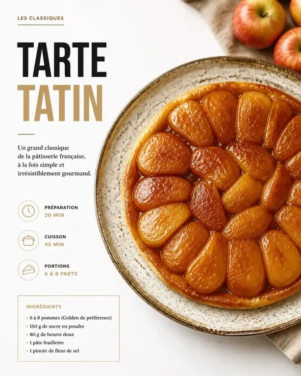 Tarte Tatin, spécialité culinaire d'Orléans, présentée sur un plat