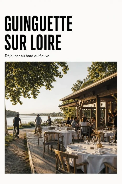 Restaurant bord de loire en terrasse de guinguette au bord du fleuve