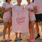 Les foulées roses Olivet : marcheurs et coureurs rose pâle sur le parcours