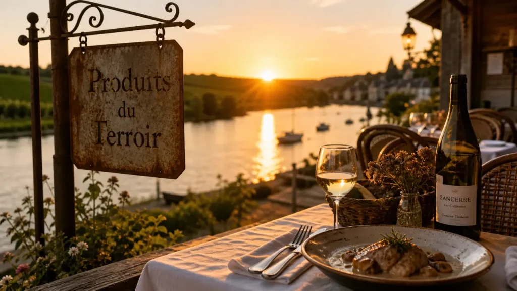 Restaurant bord de loire : terrasse avec vue sur la Loire et produits du terroir