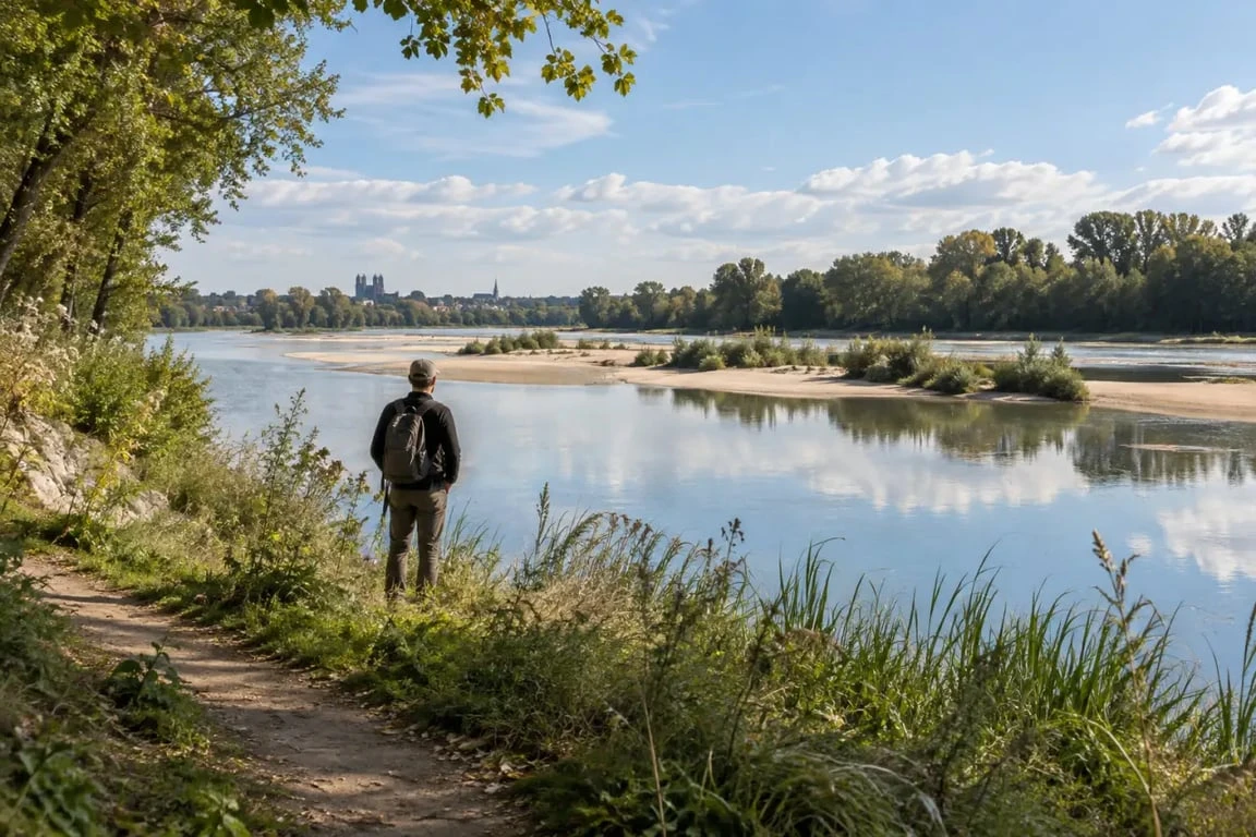 Balade bord de Loire à Orléans sur un sentier nature près des roselières