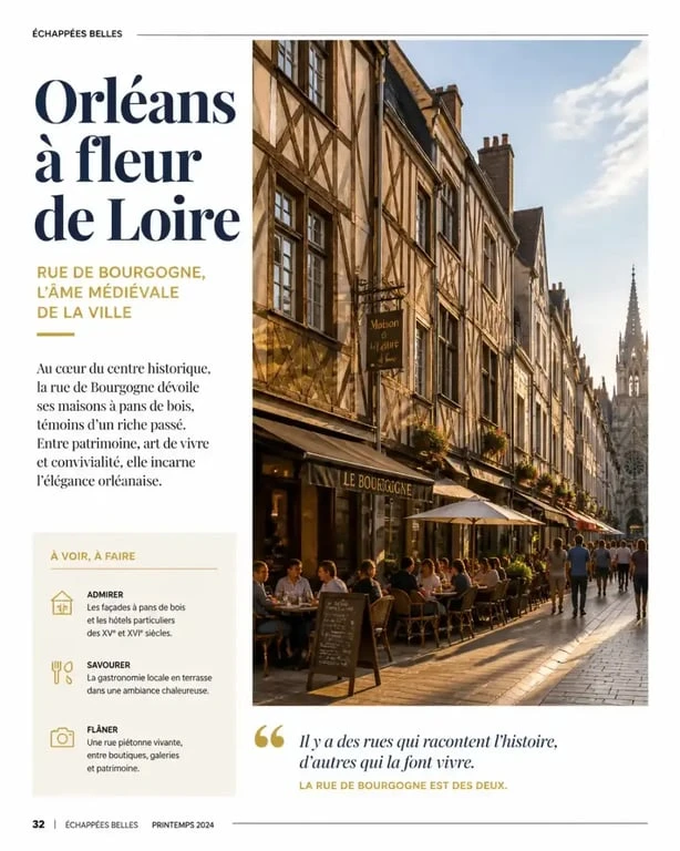 Rue de Bourgogne à Orléans : ambiance typique des restaurants historiques