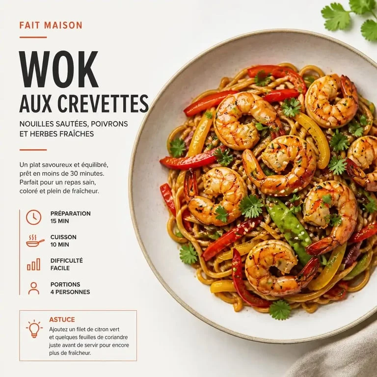 Recette de wok aux crevettes façon restaurant à volonté à Orléans