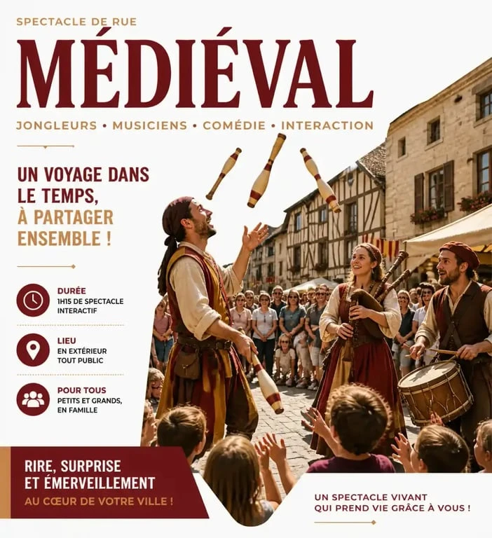 Animations et spectacles de rue au marché médiéval d'Orléans