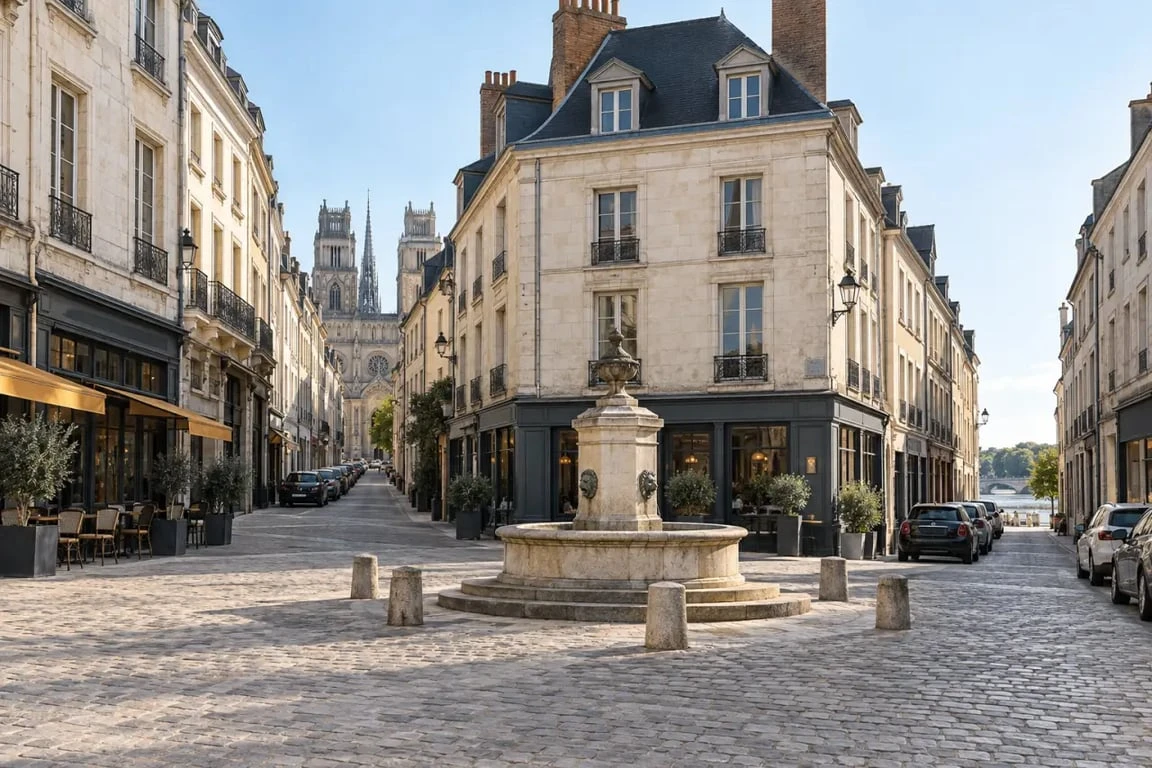 Vue contemporaine de la place du Vieux-Marché à Orléans