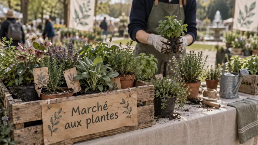 Marché aux plantes Orléans 2025 : godets de plantes et fleurs