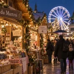 Marché de noël orléans : chalets en bois Place du Martroi