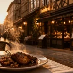 Restaurant Orléans rue de bourgogne : table en terrasse golden hour