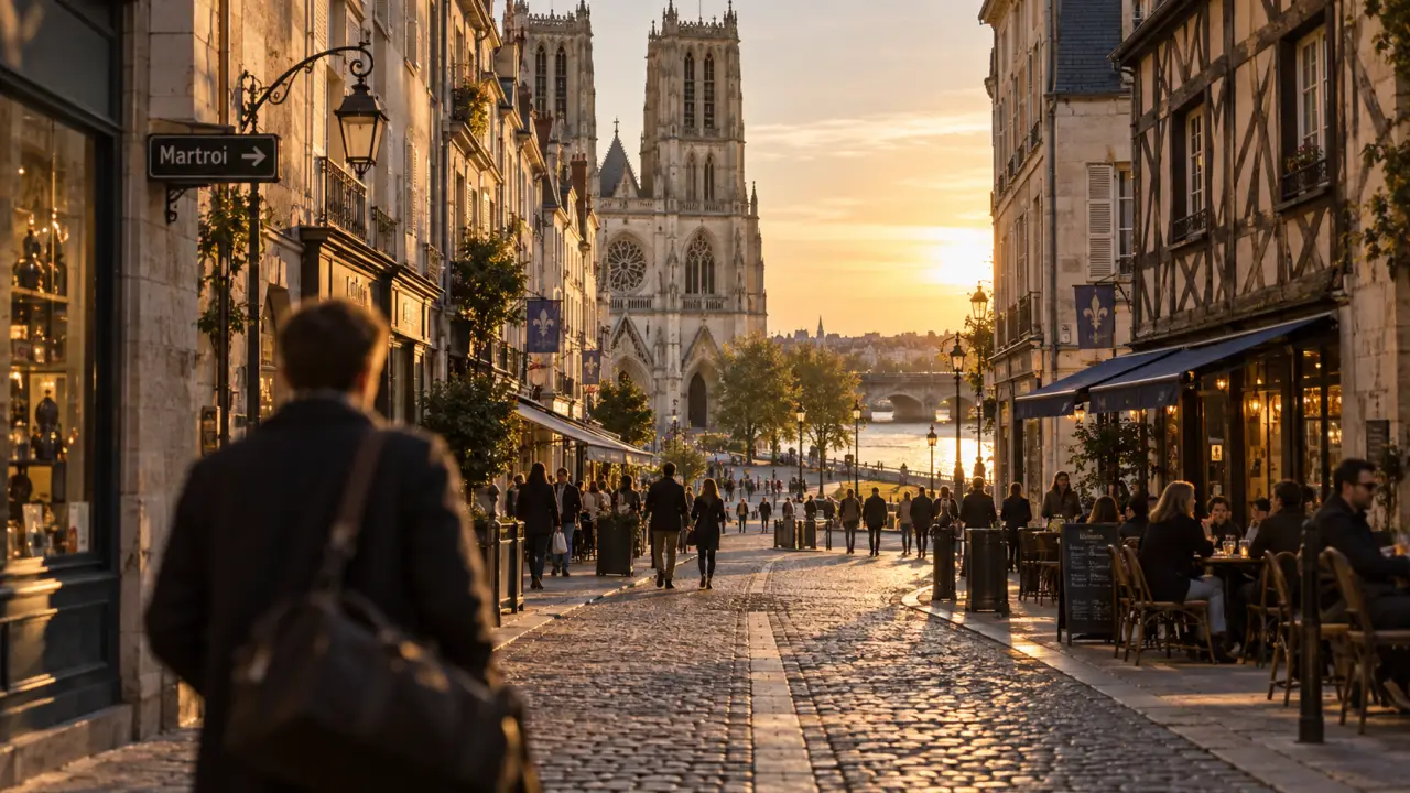 Centre orléans : rues vers la cathédrale Sainte-Croix et les quais de Loire