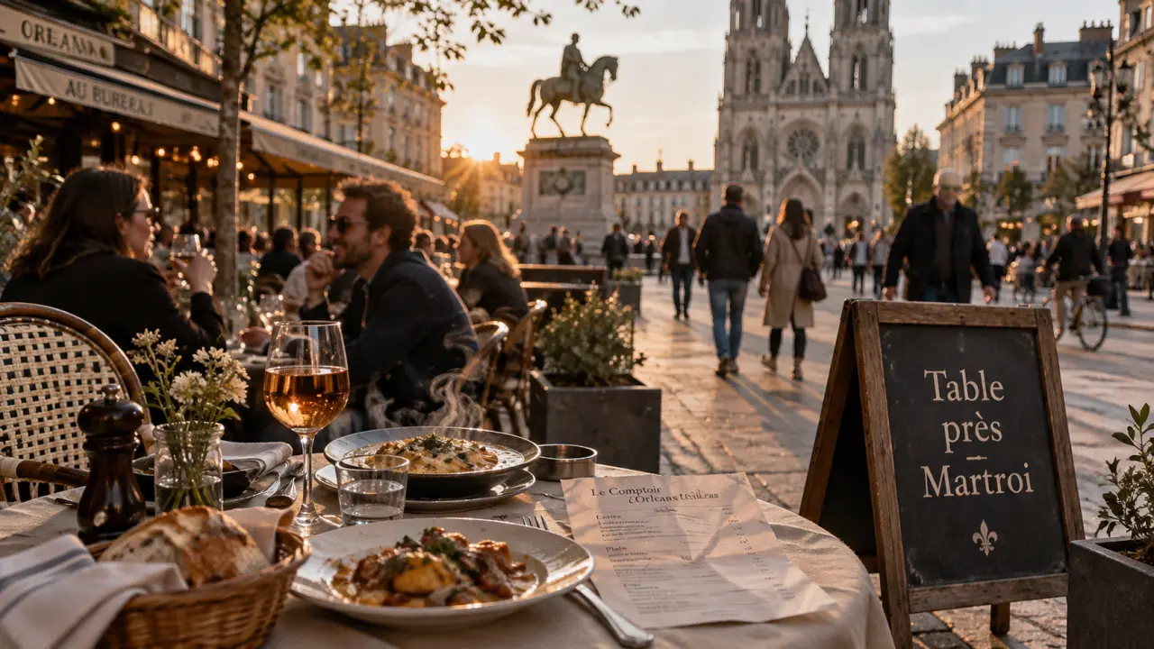 Place du martroi orléans restaurant : table en terrasse, ambiance et groupe